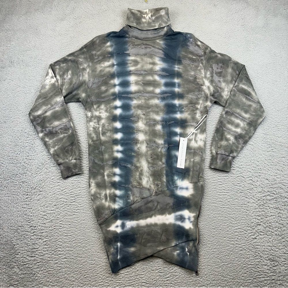 New Young Fabulous & Broke Mini Dress Womens XS‎ Asymmetrical Turtleneck Tie Dye